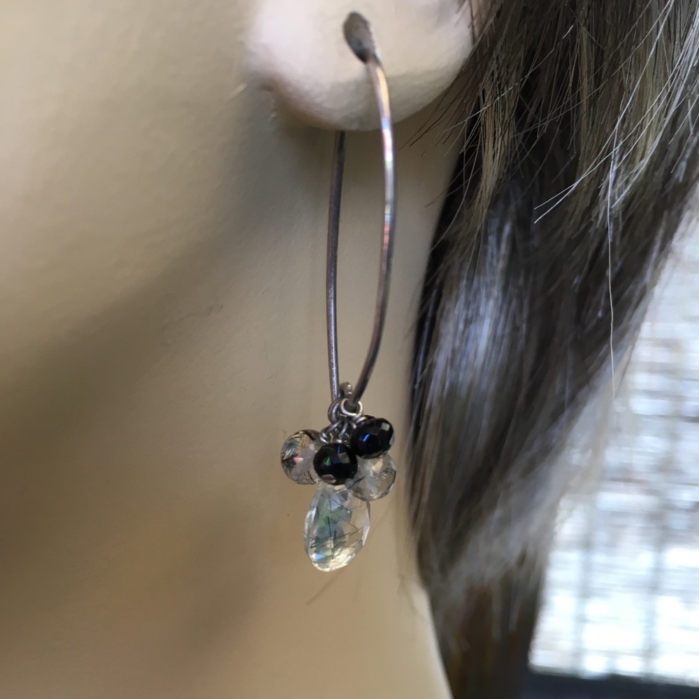 GLIMMERDREAM Sterling Silver Beaded Drop Earrings